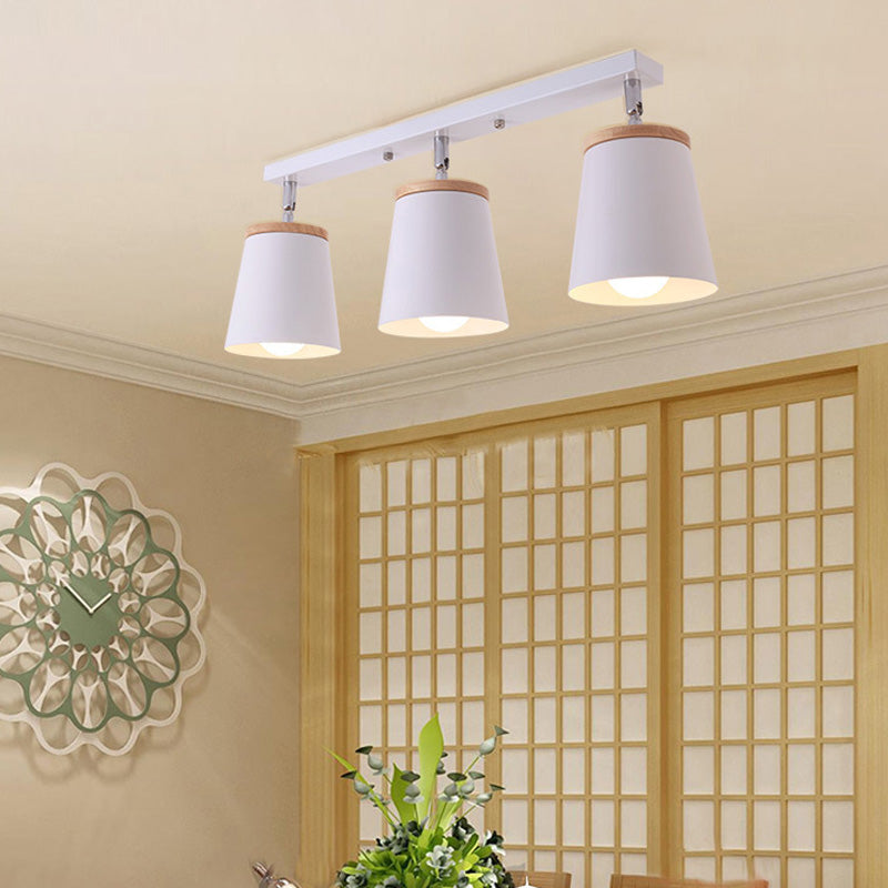 1/2/3-Bulb Semi Flush Light Modernism Tapered Shade Metal Rotatable Semi Flush Mount Light in White for Living Room 3 White Clearhalo 'Ceiling Lights' 'Close To Ceiling Lights' 'Close to ceiling' 'Semi-flushmount' Lighting' 138384