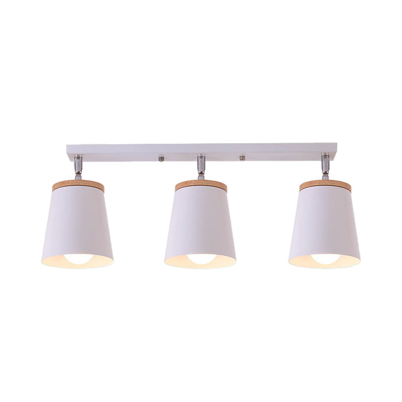 1/2/3-Bulb Semi Flush Light Modernism Tapered Shade Metal Rotatable Semi Flush Mount Light in White for Living Room Clearhalo 'Ceiling Lights' 'Close To Ceiling Lights' 'Close to ceiling' 'Semi-flushmount' Lighting' 138386