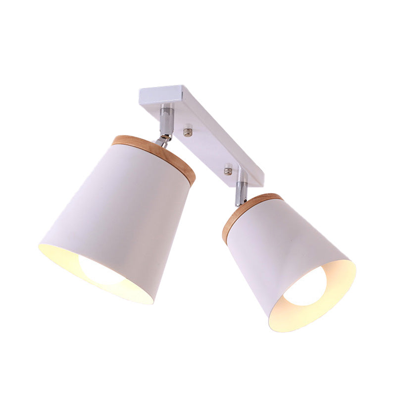 1/2/3-Bulb Semi Flush Light Modernism Tapered Shade Metal Rotatable Semi Flush Mount Light in White for Living Room Clearhalo 'Ceiling Lights' 'Close To Ceiling Lights' 'Close to ceiling' 'Semi-flushmount' Lighting' 138390