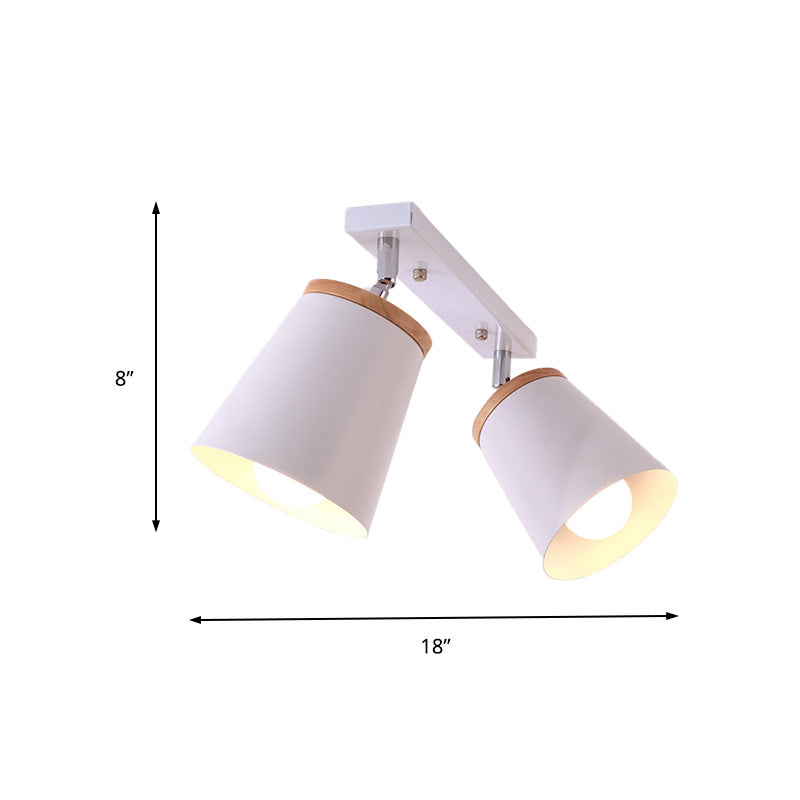 1/2/3-Bulb Semi Flush Light Modernism Tapered Shade Metal Rotatable Semi Flush Mount Light in White for Living Room Clearhalo 'Ceiling Lights' 'Close To Ceiling Lights' 'Close to ceiling' 'Semi-flushmount' Lighting' 138391