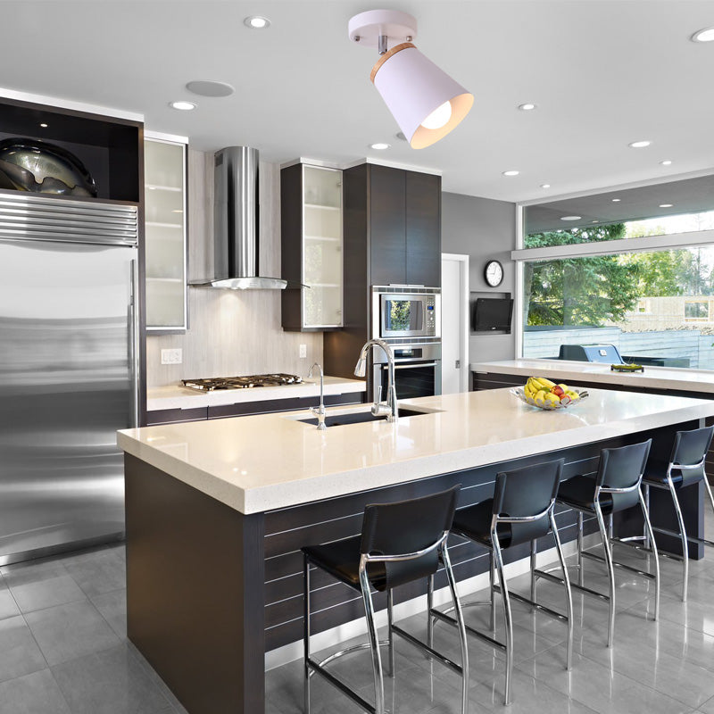 1/2/3-Bulb Semi Flush Light Modernism Tapered Shade Metal Rotatable Semi Flush Mount Light in White for Living Room 1 White Clearhalo 'Ceiling Lights' 'Close To Ceiling Lights' 'Close to ceiling' 'Semi-flushmount' Lighting' 138392