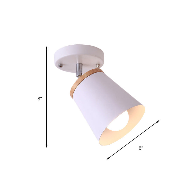 1/2/3-Bulb Semi Flush Light Modernism Tapered Shade Metal Rotatable Semi Flush Mount Light in White for Living Room Clearhalo 'Ceiling Lights' 'Close To Ceiling Lights' 'Close to ceiling' 'Semi-flushmount' Lighting' 138395