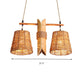 Bucket Rattan Shade Island Lighting Countryside 2 Bulbs Beige Pendant Light Fixture with Bamboo Design Clearhalo 'Ceiling Lights' 'Island Lights' Lighting' 138417