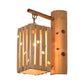 Rectangular Wall Lamp Countryside Bamboo 1-Light Wood Wall Lighting with Pierced Design for Bedroom Clearhalo 'Wall Lamps & Sconces' 'Wall Lights' Lighting' 138545