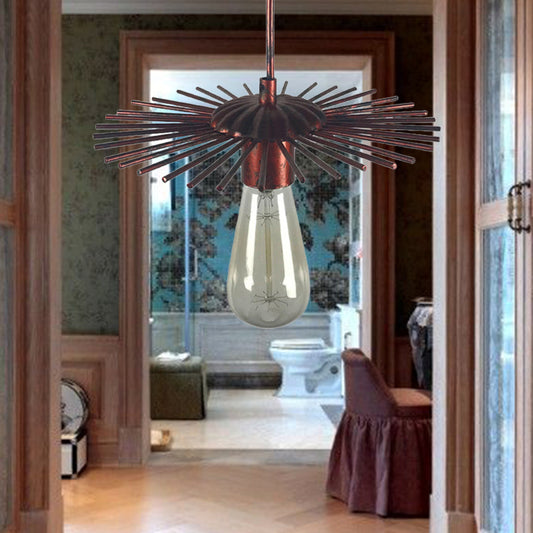 Farmhouse Style Open Bulb Pendant Light with Sputnik Design 1 Light Metal Hanging Lamp in Antique Brass/Weathered Copper Weathered Copper Clearhalo 'Art Deco Pendants' 'Cast Iron' 'Ceiling Lights' 'Ceramic' 'Crystal' 'Industrial Pendants' 'Industrial' 'Metal' 'Middle Century Pendants' 'Pendant Lights' 'Pendants' 'Tiffany' Lighting' 138598