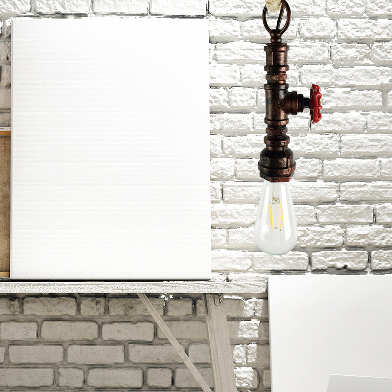 Wrought Iron Pipe Hanging Fixture Industrial 1 Light Indoor Pendant Lamp with Adjustable Rope in Aged Silver/Weathered Copper Weathered Copper Clearhalo 'Art Deco Pendants' 'Cast Iron' 'Ceiling Lights' 'Ceramic' 'Crystal' 'Industrial Pendants' 'Industrial' 'Metal' 'Middle Century Pendants' 'Pendant Lights' 'Pendants' 'Tiffany' Lighting' 138647