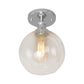 Spherical Balcony Semi Flush Industrial Clear Glass One Light Black/Brass/Copper Ceiling Light Fixture Clearhalo 'Ceiling Lights' 'Close To Ceiling Lights' 'Close to ceiling' 'Glass shade' 'Glass' 'Semi-flushmount' Lighting' 138737