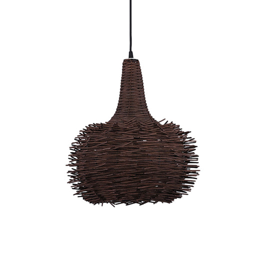 Brown Bird Nest Hanging Pendant Rustic 1 Light Bamboo Suspension Lamp for Living Room Tea House Clearhalo 'Ceiling Lights' 'Modern Pendants' 'Modern' 'Pendant Lights' 'Pendants' Lighting' 138839