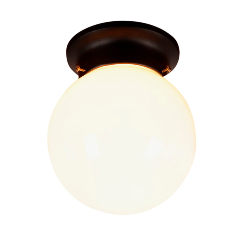 One Light Globe Flush Mount Black/Clear Industrial Ribbed/Opal/Prismatic Glass Lighting Fixture, 6"/6.5" Wide Clearhalo 'Ceiling Lights' 'Close To Ceiling Lights' 'Close to ceiling' 'Flush mount' 'Industrial Flush Mount' Lighting' 138855