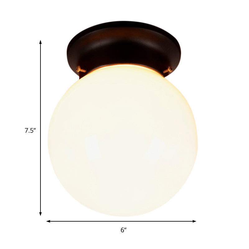 One Light Globe Flush Mount Black/Clear Industrial Ribbed/Opal/Prismatic Glass Lighting Fixture, 6"/6.5" Wide Clearhalo 'Ceiling Lights' 'Close To Ceiling Lights' 'Close to ceiling' 'Flush mount' 'Industrial Flush Mount' Lighting' 138856