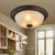 Bowl Frosted Ribbed Glass Flush Fixture Vintage Style 2 Bulbs Hallway Light Fixture in Black White Clearhalo 'Ceiling Lights' 'Close To Ceiling Lights' 'Close to ceiling' 'Flush mount' 'Industrial Flush Mount' Lighting' 138994