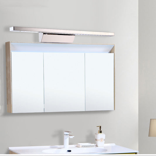 Rectangular Indoor Vanity Sconce Light Stainless Steel 16"/19.5" W LED Modern Wall Mounted Light in Chrome, Warm/White Lighting Clearhalo 'Modern wall lights' 'Modern' 'Vanity Lights' 'Wall Lights' Lighting' 139109