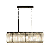 Rectangular Clear Crystal Island Pendant Modern 5 Bulbs Black Suspension Light for Dining Room Clearhalo 'Ceiling Lights' 'Island Lights' Lighting' 1391155