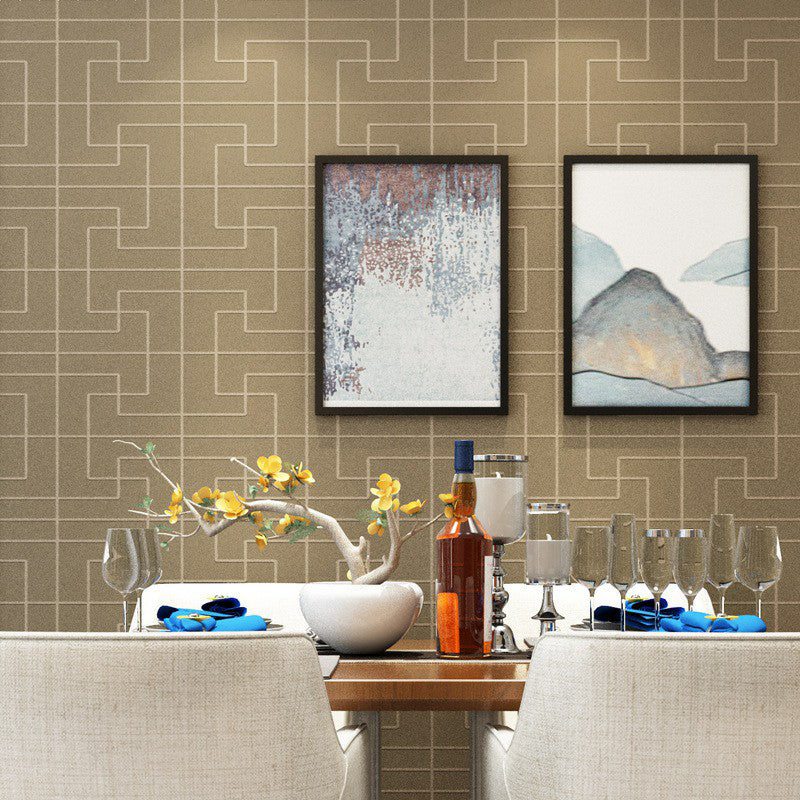 Contemporary Symmetry Wallpaper Roll Light-Color Geometry Wall Art for Living Room Light Coffee Clearhalo 'Modern wall decor' 'Modern' 'Wallpaper' Wall Decor' 1391229