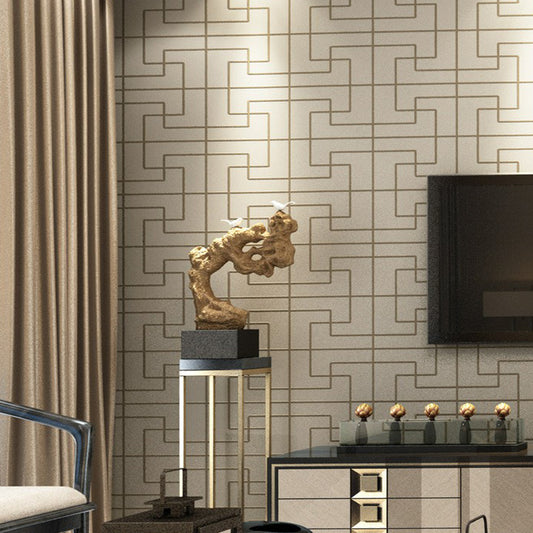 Contemporary Symmetry Wallpaper Roll Light-Color Geometry Wall Art for Living Room Champagne Clearhalo 'Modern wall decor' 'Modern' 'Wallpaper' Wall Decor' 1391233