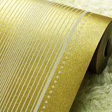 Pastel Color Ticking Stripe Wallpaper Waterproof Modern Dining Room Wall Covering Golden