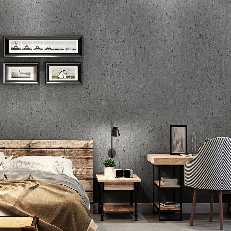Dark Grey Faux Cement Wallpaper Roll Moisture Resistant Wall Decor for Living Room Dark Gray Clearhalo 'Industrial wall decor' 'Industrial' 'Wallpaper' Wall Decor' 1391279
