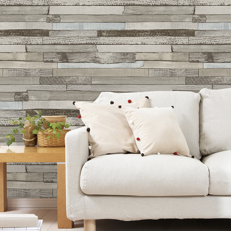 Country Shiplap Wallpaper Non-Woven Fabric Waterproof Dark Color Wall Art for Living Room Clearhalo 'Country wall decor' 'Rustic' 'Wallpaper' Wall Decor' 1391295