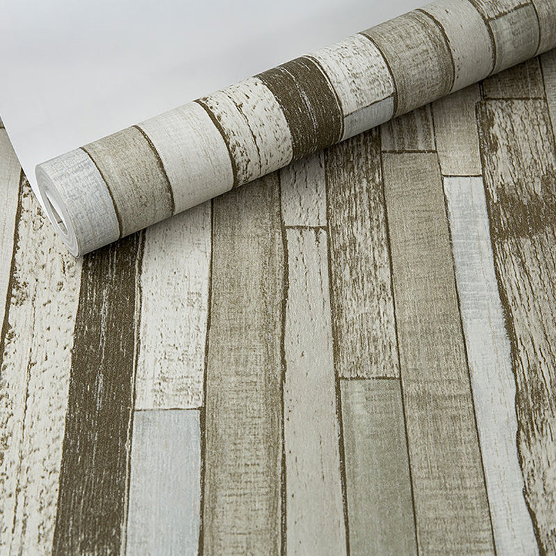 Country Shiplap Wallpaper Non-Woven Fabric Waterproof Dark Color Wall Art for Living Room Clearhalo 'Country wall decor' 'Rustic' 'Wallpaper' Wall Decor' 1391297