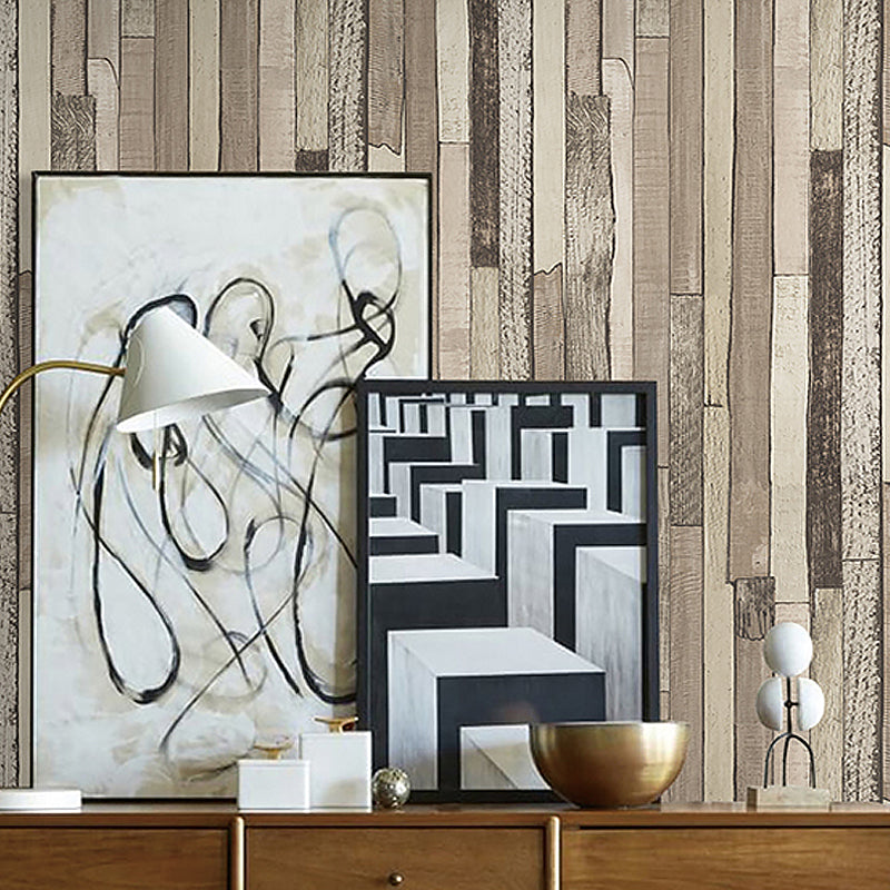 Country Shiplap Wallpaper Non-Woven Fabric Waterproof Dark Color Wall Art for Living Room Wood Clearhalo 'Country wall decor' 'Rustic' 'Wallpaper' Wall Decor' 1391299