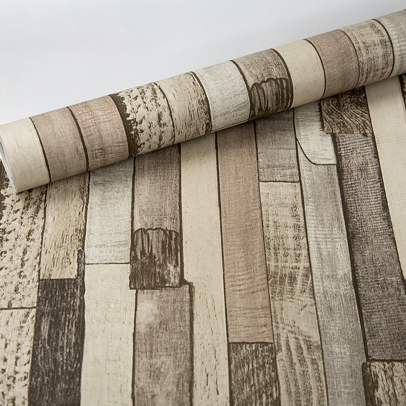 Country Shiplap Wallpaper Non-Woven Fabric Waterproof Dark Color Wall Art for Living Room Clearhalo 'Country wall decor' 'Rustic' 'Wallpaper' Wall Decor' 1391300