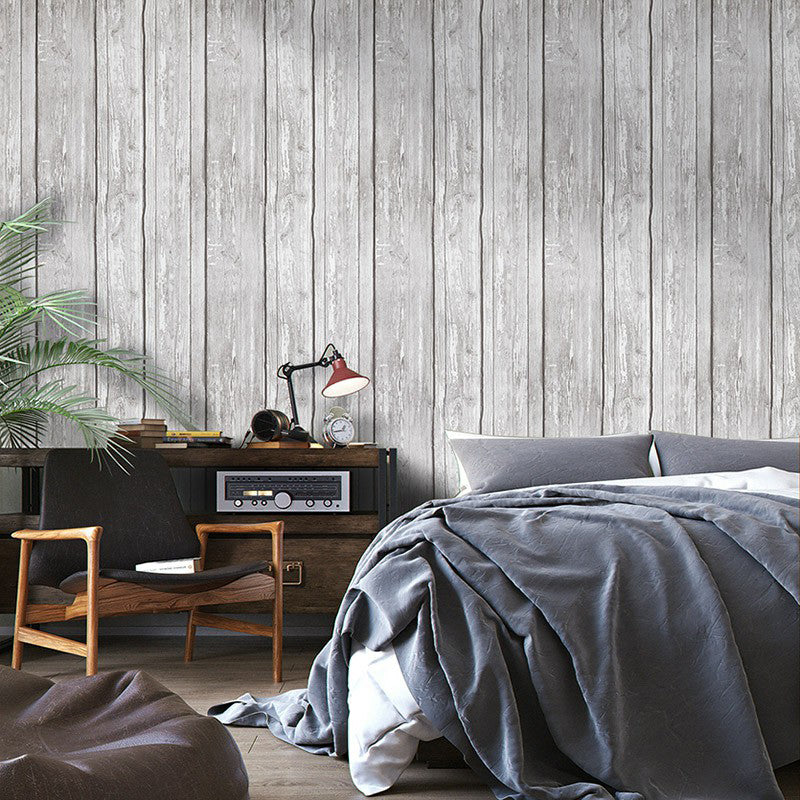 Rustic Wood Plank Wallpaper PVC Water Resistant Light Color Wall Decor for Living Room White Clearhalo 'Country wall decor' 'Rustic' 'Wallpaper' Wall Decor' 1391305