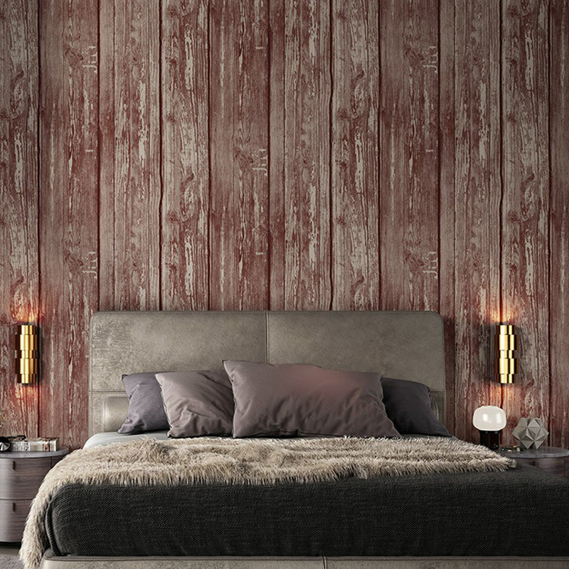 Rustic Wood Plank Wallpaper PVC Water Resistant Light Color Wall Decor for Living Room Red Clearhalo 'Country wall decor' 'Rustic' 'Wallpaper' Wall Decor' 1391308