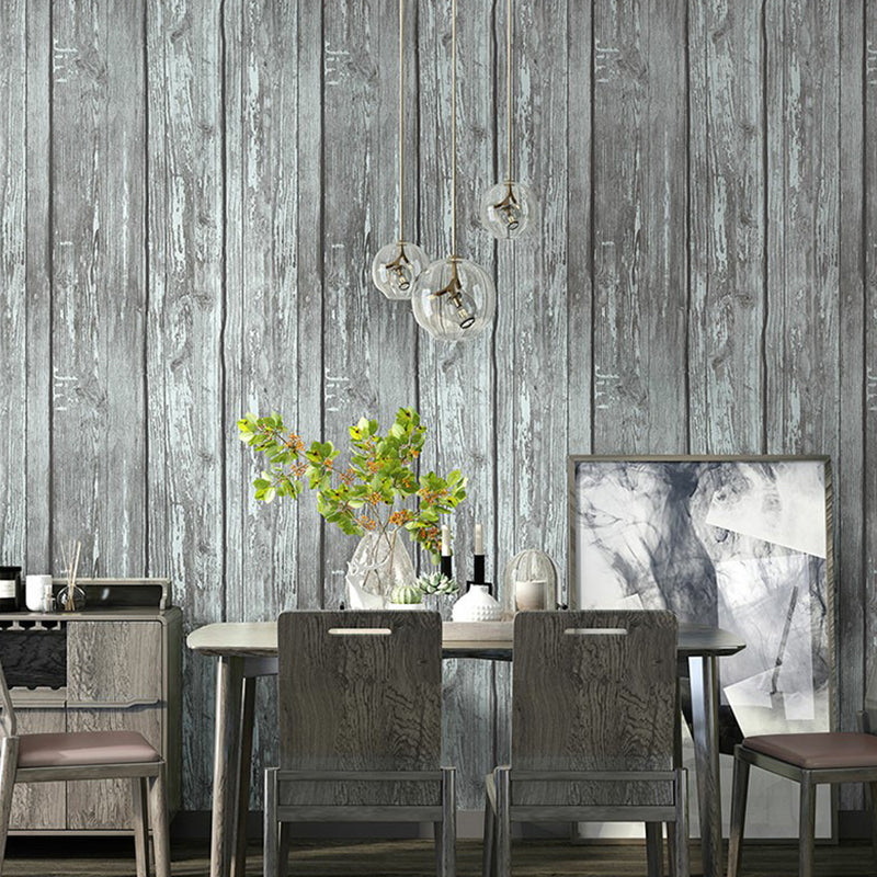 Rustic Wood Plank Wallpaper PVC Water Resistant Light Color Wall Decor for Living Room Light Blue Clearhalo 'Country wall decor' 'Rustic' 'Wallpaper' Wall Decor' 1391311