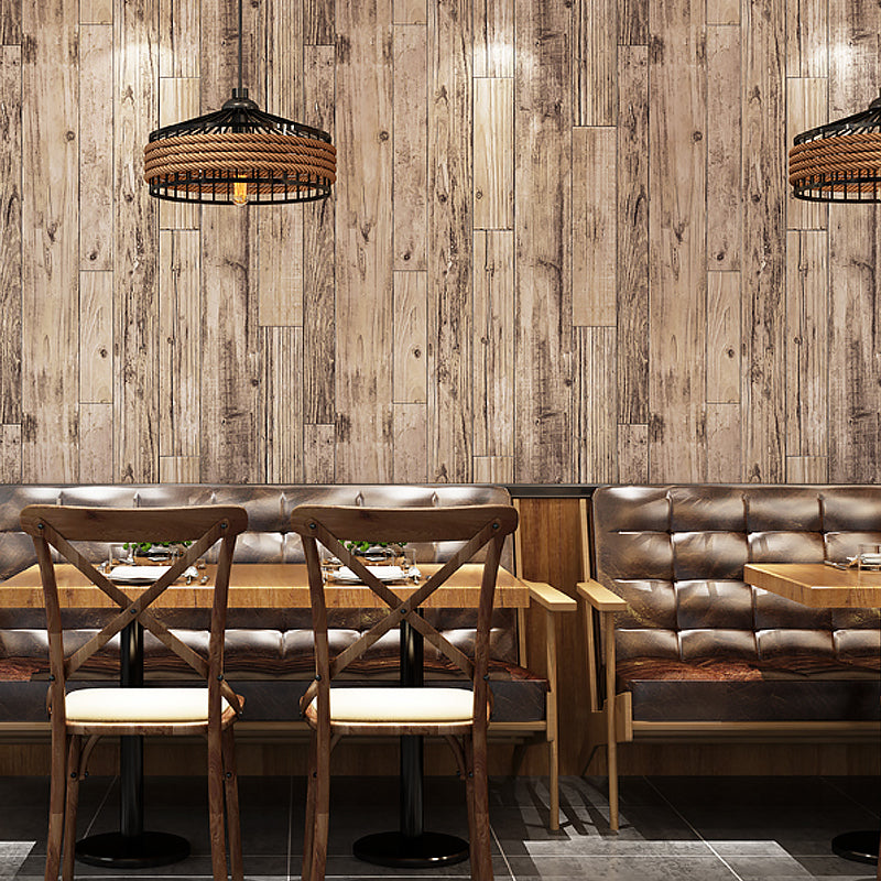 Rural Repurposed Wood Wallpaper for Restaurant 33' x 20.5" Wall Art in Dark Color Light Apricot Clearhalo 'Country wall decor' 'Rustic' 'Wallpaper' Wall Decor' 1391335