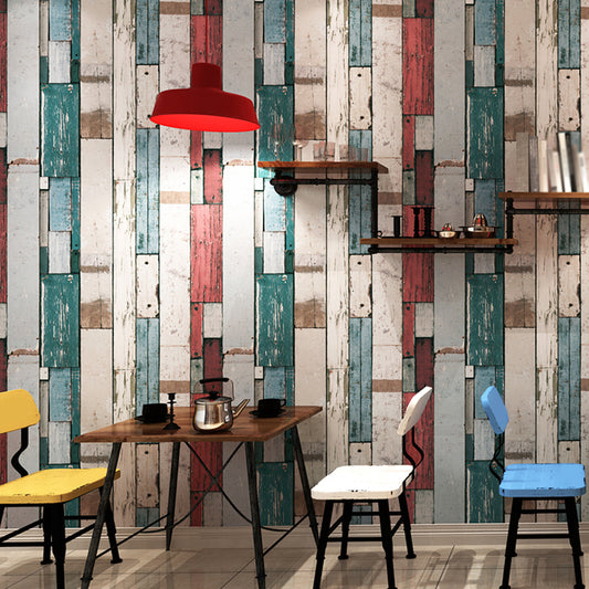 PVC Washable Wallpaper Countryside Repurposed Wood Planks Wall Covering for Living Room Clearhalo 'Country wall decor' 'Rustic' 'Wallpaper' Wall Decor' 1391349