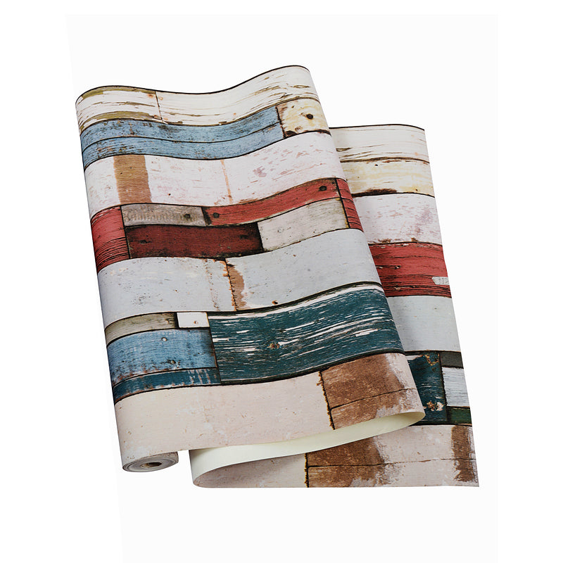 PVC Washable Wallpaper Countryside Repurposed Wood Planks Wall Covering for Living Room Clearhalo 'Country wall decor' 'Rustic' 'Wallpaper' Wall Decor' 1391350