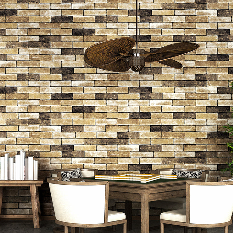 Brick Effect Wallpaper Countryside Moisture Resistant Restaurant Wall Covering, 57.1-sq ft Brown Clearhalo 'Industrial wall decor' 'Industrial' 'Wallpaper' Wall Decor' 1391380