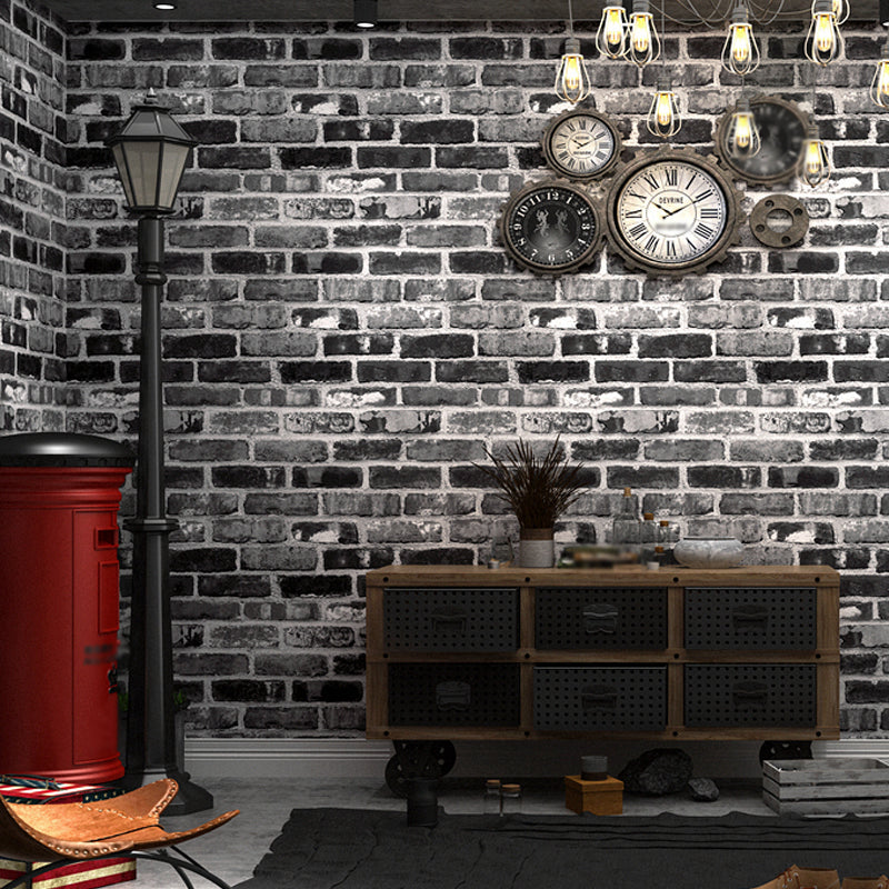 Industrial Brick Wallpaper Roll Dark Color Dining Room Wall Decor, 33' L x 20.5" W Clearhalo 'Industrial wall decor' 'Industrial' 'Wallpaper' Wall Decor' 1391396