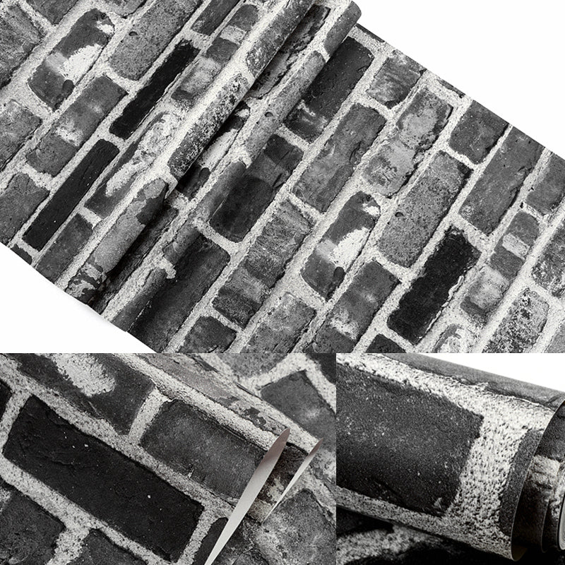 Industrial Brick Wallpaper Roll Dark Color Dining Room Wall Decor, 33' L x 20.5" W Clearhalo 'Industrial wall decor' 'Industrial' 'Wallpaper' Wall Decor' 1391398