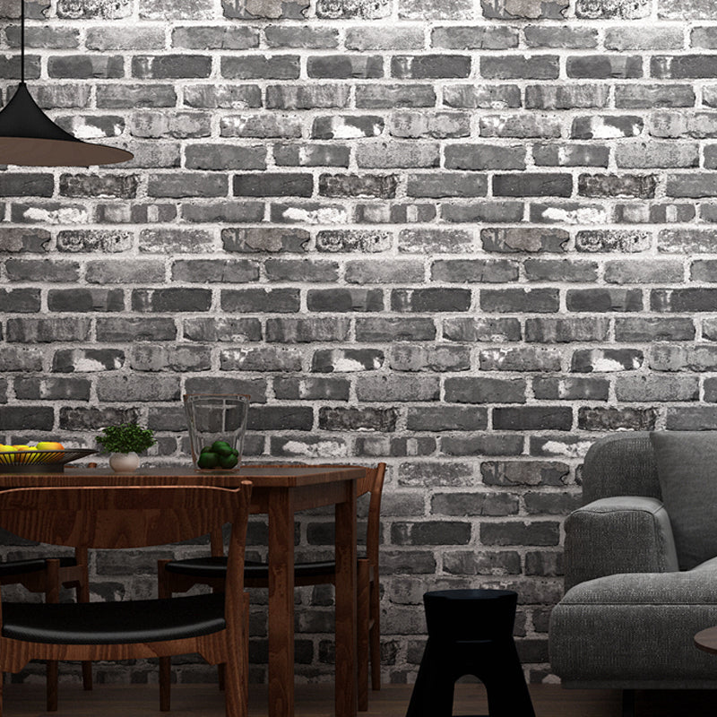 Industrial Brick Wallpaper Roll Dark Color Dining Room Wall Decor, 33' L x 20.5" W Light Gray Clearhalo 'Industrial wall decor' 'Industrial' 'Wallpaper' Wall Decor' 1391400