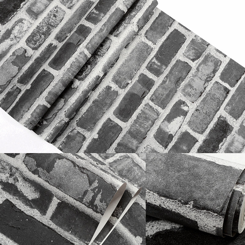 Industrial Brick Wallpaper Roll Dark Color Dining Room Wall Decor, 33' L x 20.5" W Clearhalo 'Industrial wall decor' 'Industrial' 'Wallpaper' Wall Decor' 1391403