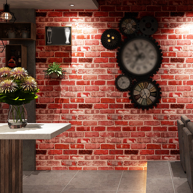 Industrial Brick Wallpaper Roll Dark Color Dining Room Wall Decor, 33' L x 20.5" W Brick Red Clearhalo 'Industrial wall decor' 'Industrial' 'Wallpaper' Wall Decor' 1391405