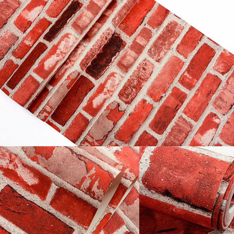 Industrial Brick Wallpaper Roll Dark Color Dining Room Wall Decor, 33' L x 20.5" W Clearhalo 'Industrial wall decor' 'Industrial' 'Wallpaper' Wall Decor' 1391407