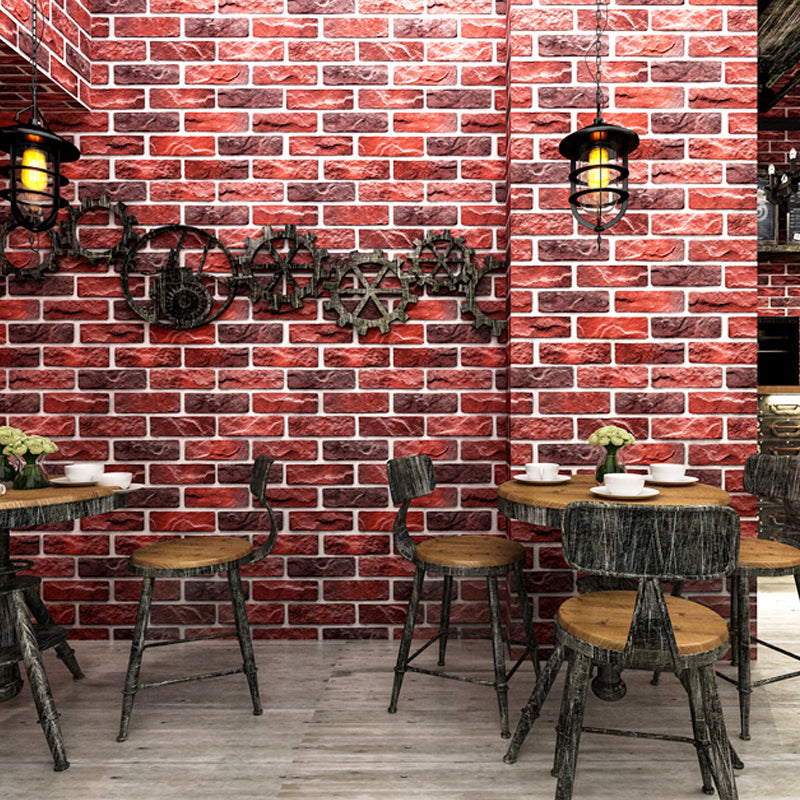 Neat Faux Brick Wallpaper Roll for Living Room Construction Wall Art, 33' L x 20.5" W Brick Red Clearhalo 'Industrial wall decor' 'Industrial' 'Wallpaper' Wall Decor' 1391499