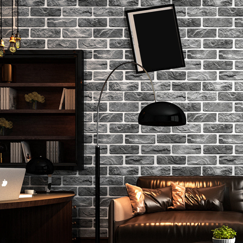 Neat Faux Brick Wallpaper Roll for Living Room Construction Wall Art, 33' L x 20.5" W Light Gray Clearhalo 'Industrial wall decor' 'Industrial' 'Wallpaper' Wall Decor' 1391506