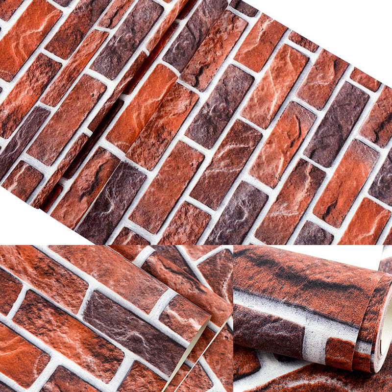 Neat Faux Brick Wallpaper Roll for Living Room Construction Wall Art, 33' L x 20.5" W Red Brown Clearhalo 'Industrial wall decor' 'Industrial' 'Wallpaper' Wall Decor' 1391509