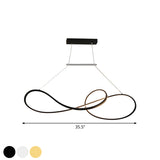 Metal Twisted Line Pendant Chandelier Nordic Style Black/White/Gold LED Pendulum Lamp for Dining Room, Warm/White Light Clearhalo 'Ceiling Lights' 'Chandeliers' 'Modern Chandeliers' 'Modern' Lighting' 1391514