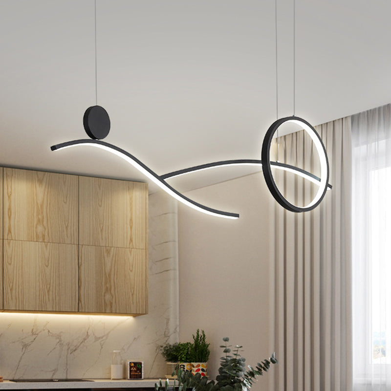 Circle and Branch Down Lighting Simplicity Metallic Black/White/Gold LED Hanging Chandelier in Warm/White Light Black Clearhalo 'Ceiling Lights' 'Chandeliers' 'Modern Chandeliers' 'Modern' Lighting' 1391523