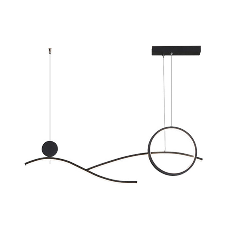 Circle and Branch Down Lighting Simplicity Metallic Black/White/Gold LED Hanging Chandelier in Warm/White Light Clearhalo 'Ceiling Lights' 'Chandeliers' 'Modern Chandeliers' 'Modern' Lighting' 1391524