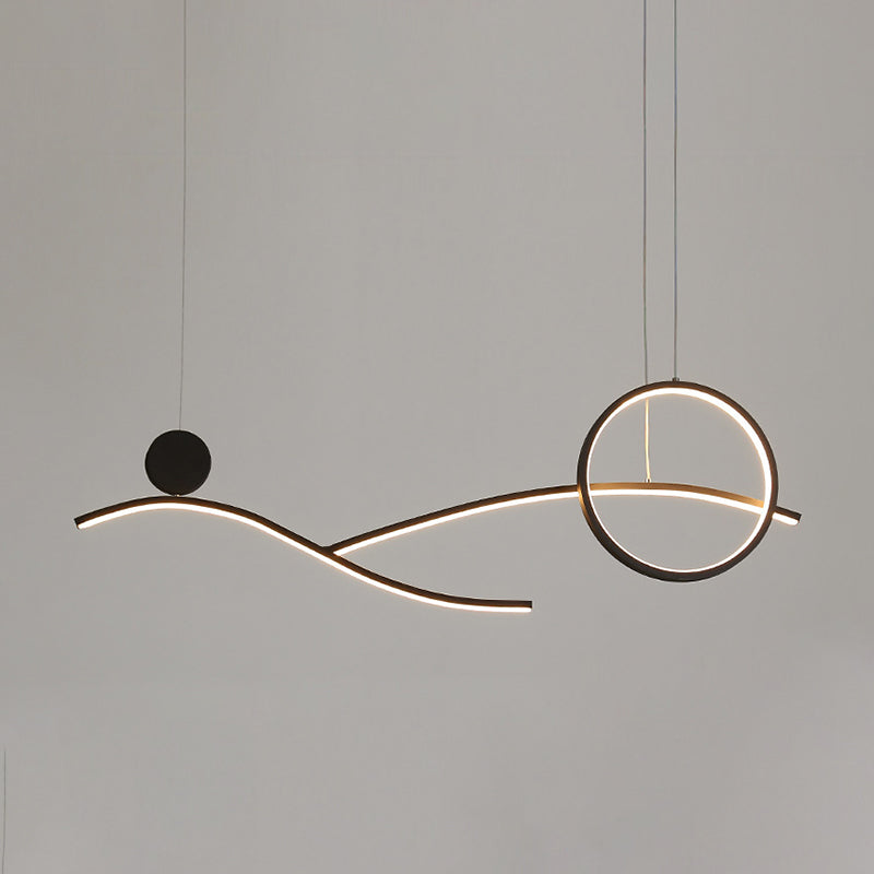 Circle and Branch Down Lighting Simplicity Metallic Black/White/Gold LED Hanging Chandelier in Warm/White Light Clearhalo 'Ceiling Lights' 'Chandeliers' 'Modern Chandeliers' 'Modern' Lighting' 1391525