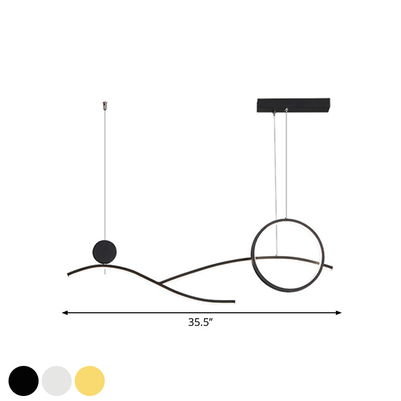 Circle and Branch Down Lighting Simplicity Metallic Black/White/Gold LED Hanging Chandelier in Warm/White Light Clearhalo 'Ceiling Lights' 'Chandeliers' 'Modern Chandeliers' 'Modern' Lighting' 1391526