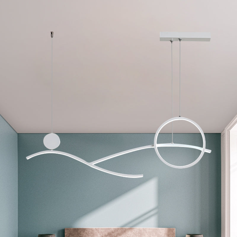 Circle and Branch Down Lighting Simplicity Metallic Black/White/Gold LED Hanging Chandelier in Warm/White Light Clearhalo 'Ceiling Lights' 'Chandeliers' 'Modern Chandeliers' 'Modern' Lighting' 1391528