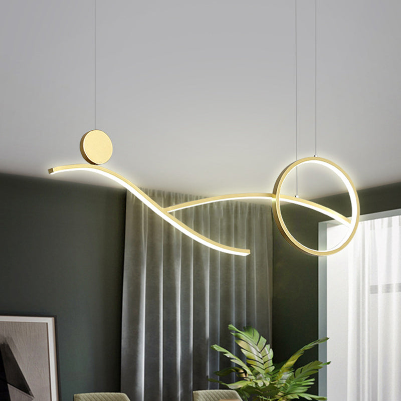 Circle and Branch Down Lighting Simplicity Metallic Black/White/Gold LED Hanging Chandelier in Warm/White Light Gold Clearhalo 'Ceiling Lights' 'Chandeliers' 'Modern Chandeliers' 'Modern' Lighting' 1391531