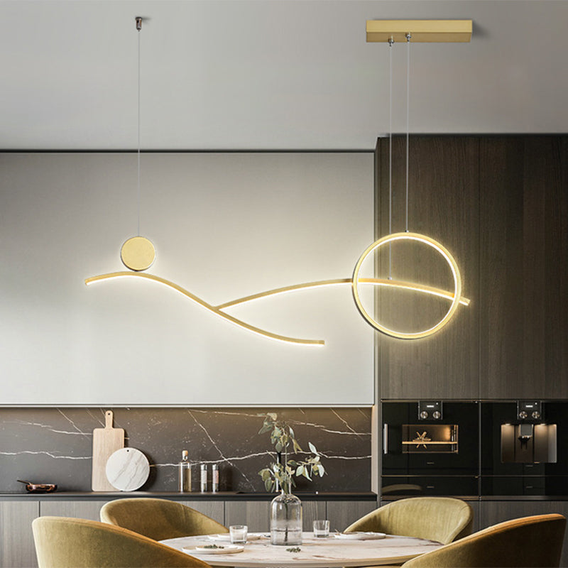Circle and Branch Down Lighting Simplicity Metallic Black/White/Gold LED Hanging Chandelier in Warm/White Light Clearhalo 'Ceiling Lights' 'Chandeliers' 'Modern Chandeliers' 'Modern' Lighting' 1391532