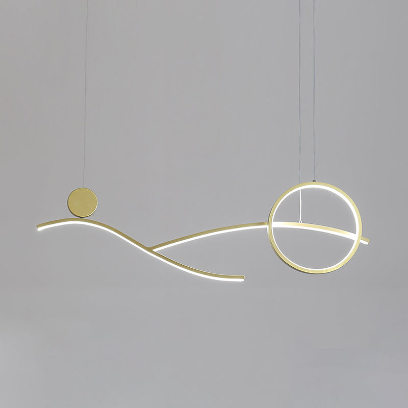 Circle and Branch Down Lighting Simplicity Metallic Black/White/Gold LED Hanging Chandelier in Warm/White Light Clearhalo 'Ceiling Lights' 'Chandeliers' 'Modern Chandeliers' 'Modern' Lighting' 1391534